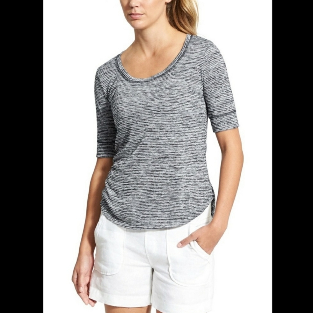 Athleta Women's Breezy Tee Navy White Striped Top Size Small